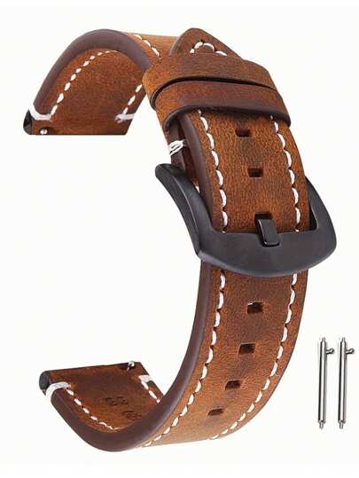 1PC Men Women High-End Retro Calf Leather Watchbands 20mm 22mm 24mm Watch Strap Compatible With Samsung Galaxy Watch 7 6 5 4 40mm/44mm,Compatible With Samsung Galaxy Watch 3 41mm 45mm,High Quality Business Watch Band For Watch GT2 For Watch GT Active For Gear Sport Strap For Amazfit Bip Compatible With Samsung Gear S2 S3,Bracelet Watch Strap Accessories Compatible With Hua-Wei Watch 5/4/3/GT5/GT4/GT2