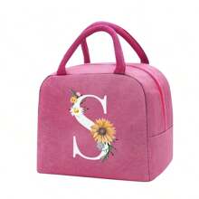 Bolso bandolera portacomidas de gran capacidad, impermeable y refrigerante. Adecuado para hombres, estudiantes, con bolsillos laterales. Bolso bandolera, bolso de hombro, con diseño de letra inicial del alfabeto de la A a la Z y con estampado de mariposa. Bolso de lona portátil para comida, organizador, bolso refrigerante para oficina, trabajo, escuela, maestros, mujeres, señoras.