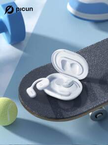 Picun QW-10 OWS 開放式音響藍牙耳機，具有觸控條和ENC降噪功能，超長續航力，耳掛式，非入耳式運動耳機 - 黑色 - 查看 1