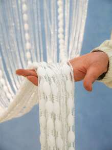 1pc Fringe Tassel String Curtain For Door Partition, Living Room, Bathroom, Home Decoration, Wedding Decoration - White - View 4