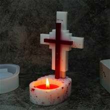 2pcs/Set Cross Candlestick Epoxy Mold DIY Candle Candlestick Silicone Casting Mold DIY Resin Cross Candlestick Silicone Mold For DIY Handmade Home Party Decoration