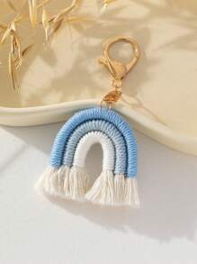包飾可愛彩虹手工編織包掛件1入組毛絨鑰匙扣