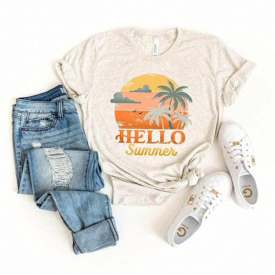 Hello Summer Sunset | Short Sleeve Graphic Tee