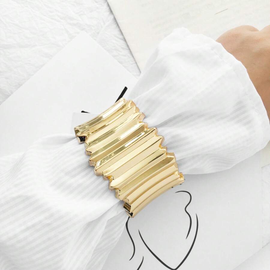Vòng tay hợp kim vàng chunky rãnh bất đối xứng 2024 dành cho nữ, vòng tay cổ điển cá nhân hóa - vòng đeo tay - Xem 1