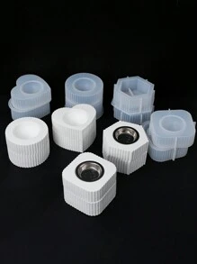 2pcs Silicone Mold, Stripe Incense Burner Mold, DIY Concrete Cement Gypsum Incense Burner Jar Square Round Furnace Diffuser Molds Plaster Resin Storage Box Making - White - View 5