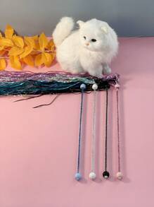 Pet Supplies Cat Interactive Toy Translucent Cat Teaser Wand With Rustling Paper & Tassel Fairy Cat Stick For Boredom Relief - Multicolor - View 9