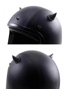 2pcs Black Red Bat Decoration Electric Car Helmet Decoration Random Sticking Motorcycle Helmet Devil Universal Horn - Black - View 3