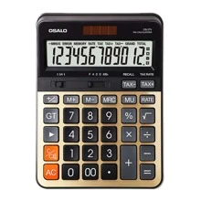 OSALO Gold Black Desktop Financial Calculator With Large Key Buttons, Dual Power,12 Digits, Large Eye-Angled Display, Solar And Battery Powered For Home And Commercial Use - Multicolor - View 2