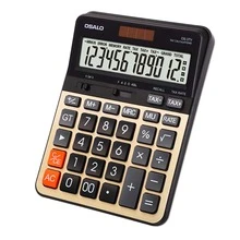 OSALO Gold Black Desktop Financial Calculator With Large Key Buttons, Dual Power,12 Digits, Large Eye-Angled Display, Solar And Battery Powered For Home And Commercial Use - Multicolor - View 7