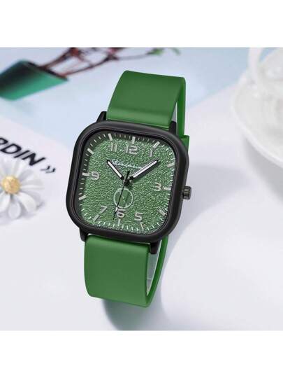 Unisex Square Hoesje Silicone Strap Luminous Business Quartz Wrist Horloge Men Women view 2