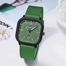 Unisex Square Case Silicone Strap Luminous Fashion Business Quartz Wrist Watch For Men And Women