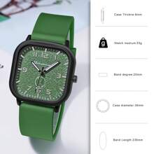 Unisex Square Case Silicone Strap Luminous Fashion Business Quartz Wrist Watch For Men And Women