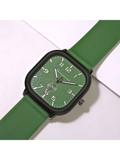 Unisex Square Hoesje Silicone Strap Luminous Business Quartz Wrist Horloge Men Women view 4