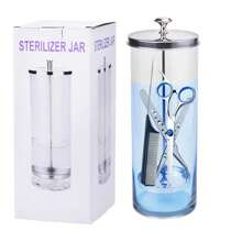 TOEDO 美容院消毒罐，理髮店玻璃罐清潔殺菌罐，附有可拆卸籃子，適用於水療、睫毛延長、美甲工具、理髮工具
