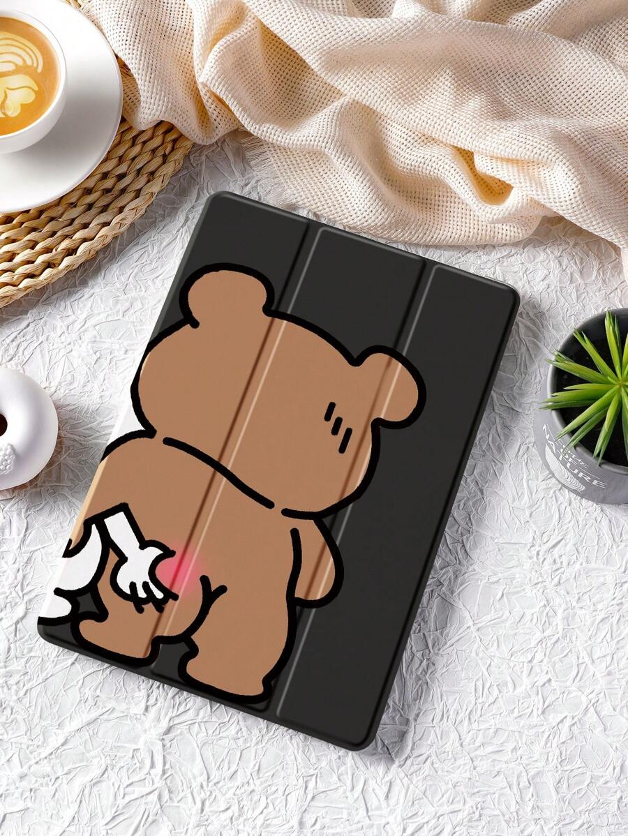 1pc Cute Rabbit Design Tablet Protective Case, Anti-Drop, Pencil Holder, Sleep/Wake Function, Compatible With Samsung, And IPad - Multicolor - View 1