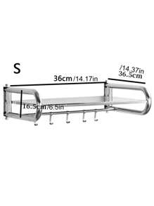 1pc Wall-Mounted Kitchen Storage Rack, Microwave Oven Bracket Organizer Shelf, Home Kitchen Storage Solution, Easy To Install - Stainless Steel - View 2