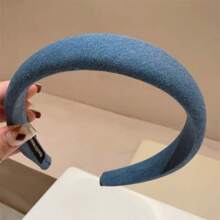 1 stuk Koreaanse vintage denim hoofdband, brede effen haaraccessoires met brede rand voor dames, haarband, haarringen