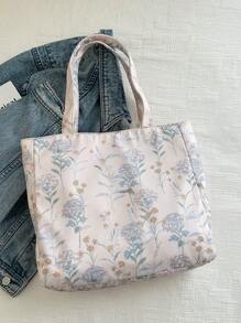 Women's Fashion Floral Print Large Capacity Tote Bag, Sewing Craft Shoulder Bag, Fabric Handbag, Suitable For Teenage Girls, Female College Students, Novices And White-Collar Workers, Suitable For Office, University, Work, Business, Commuting, Outdoor, Travel, Outing, Literary School Bag & Bookbag For Women Or Students, Perfect For Books, Shopping, Back To School And More