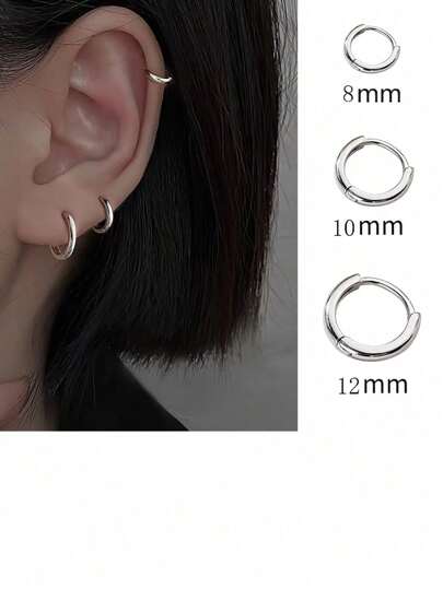3pairs/Set Coil Design Earrings In 8mm, 10mm, 12mm