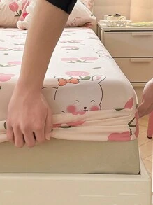 Coral Pink And Golden Rabbit Fleece Skin-Friendly Bedding Set (3 Pieces) - Baby Pink - View 4