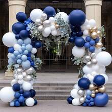 117 件海军蓝和白色气球花环套件 - 包括蓝色、白色、银色、深蓝色和金色气球，非常适合礼物、生日、婚礼、毕业典礼和派对装饰、圣诞节 - 套餐組合1 - 查看 4
