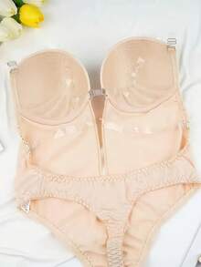1 pièce Body sans bretelle invisible et moulant pour le sport en extérieur. Soutien-gorge sans marque, gaine sculptante en V profond, gaine sculptante avec poitrine galbée, convient comme sous-vêtement, pour le fitness à la maison, le yoga, la natation, les fêtes de lingerie, etc.