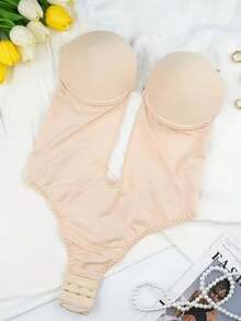1 pièce Body sans bretelle invisible et moulant pour le sport en extérieur. Soutien-gorge sans marque, gaine sculptante en V profond, gaine sculptante avec poitrine galbée, convient comme sous-vêtement, pour le fitness à la maison, le yoga, la natation, les fêtes de lingerie, etc.