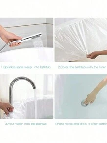 1pc/3pcs/5pcs/10pcs Disposable Bathtub Liners, Extra Large Bathtub Pads, Bathing Bags For Home, Hotel And Travel Use, With Positioning Stickers - 5pcs - View 8
