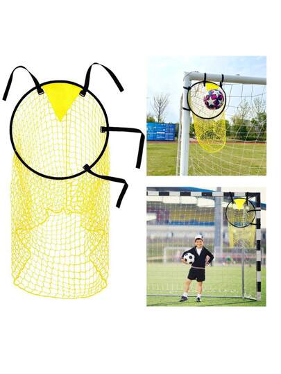 1pc Soccer Targets For Goals Training Net Top Bins Equipment Durable Design With Yellow Highlighted Adjustable Straps Foldable Football Target Practice Nets For Adults Teenagers Shooting Accuracy Training Curve & Dead Ball Practice, Easy To Attach And Detach