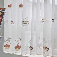 2 peças de Cortina de Tule Branco Bordado Estilo Americano Country para Meia Janela de Café, Cortina de Janela Pequena para Cozinha ou Café, Cortina de Porta Novo Produto