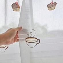 2 peças de Cortina de Tule Branco Bordado Estilo Americano Country para Meia Janela de Café, Cortina de Janela Pequena para Cozinha ou Café, Cortina de Porta Novo Produto