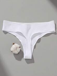 VKME 4 件套罗纹针织低腰性感丁字裤女士内衣 - 彩色 - 查看 6