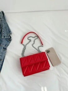Túi đeo chéo vai họa tiết kim cương - Đỏ - Xem 2