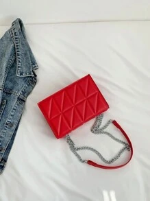 Túi đeo chéo vai họa tiết kim cương - Đỏ - Xem 3