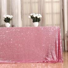 1 pieza Mantel rectangular brillante con lentejuelas de color rosa de 120x180cm para decoración de mesa de bodas, baby shower, cumpleaños, mesa de pasteles y fiestas de vacaciones - Rosa - Ver 4