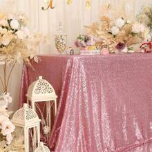 1 pieza Mantel rectangular brillante con lentejuelas de color rosa de 120x180cm para decoración de mesa de bodas, baby shower, cumpleaños, mesa de pasteles y fiestas de vacaciones - Rosa - Ver 5