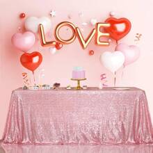 1 pieza Mantel rectangular brillante con lentejuelas de color rosa de 120x180cm para decoración de mesa de bodas, baby shower, cumpleaños, mesa de pasteles y fiestas de vacaciones - Rosa - Ver 6