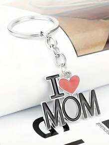 Llavero de aleación elegante en forma de corazón con \"MAMA PAPA\", con letras en inglés, unisex para el Día del Padre / Día de la Madre, regalo familiar, llavero de metal con colgante. Una idea de regalo pequeño y clásico para el Día de la Madre. También es un colgante de bolso con anillo en hebilla de moda.