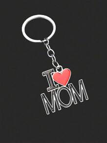 Llavero de aleación elegante en forma de corazón con \"MAMA PAPA\", con letras en inglés, unisex para el Día del Padre / Día de la Madre, regalo familiar, llavero de metal con colgante. Una idea de regalo pequeño y clásico para el Día de la Madre. También es un colgante de bolso con anillo en hebilla de moda.