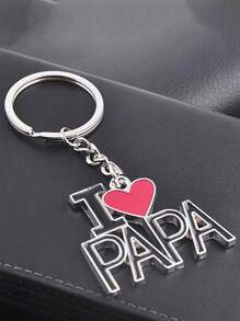 Llavero de aleación elegante en forma de corazón con \"MAMA PAPA\", con letras en inglés, unisex para el Día del Padre / Día de la Madre, regalo familiar, llavero de metal con colgante. Una idea de regalo pequeño y clásico para el Día de la Madre. También es un colgante de bolso con anillo en hebilla de moda.