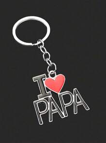 Llavero de aleación elegante en forma de corazón con \"MAMA PAPA\", con letras en inglés, unisex para el Día del Padre / Día de la Madre, regalo familiar, llavero de metal con colgante. Una idea de regalo pequeño y clásico para el Día de la Madre. También es un colgante de bolso con anillo en hebilla de moda.