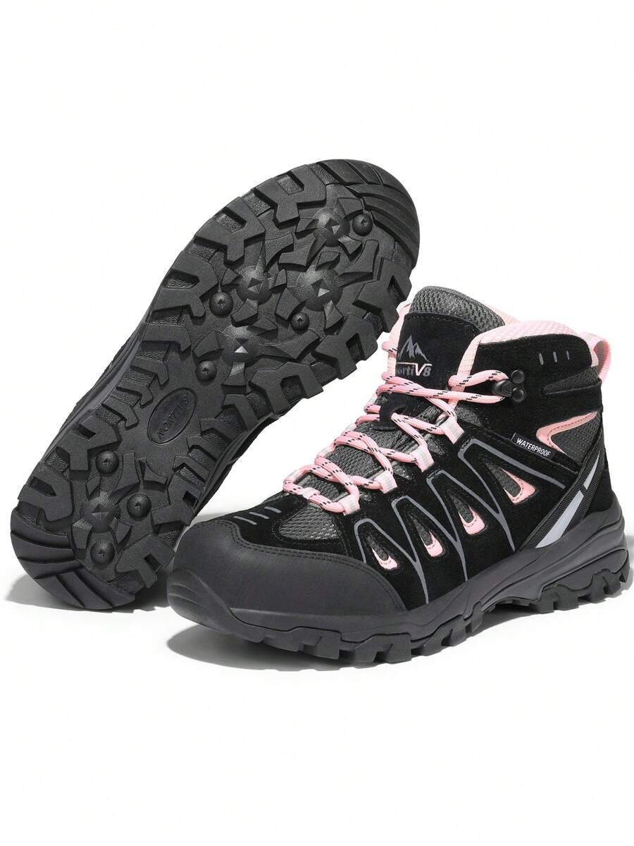 Women's Waterproof Hiking Boots Outdoor Trekking Camping Trail Hiking Boots - 粉色 - 查看 1