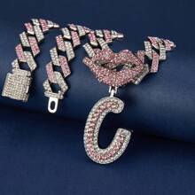1 pieza Colgante de letra inicial A-Z Hip-Hop, enlace de cadena china unisex, collar Y2K de joyería perfecto para niñas como regalo para fiestas - 1003 - Ver 14