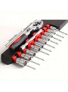 12入組插座套裝，1/4扳手套裝，汽車、船舶、摩托車、自行車維修工具 - 彩色 - 查看 2