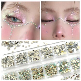 Nuevos diseños de pegatinas de diamantes de imitación para joyería hecha en casa de manicura, maquillaje, cara, frente, ojos y uñas