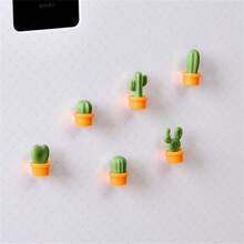 6 pezzi Magneti da frigo creativi e carini a forma di pianta verde, cactus, decorazioni per il frigorifero, adesivi magnetici per messaggi