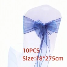 10pcs Chair Back Decorative Band, Organza Bow-Knot Chair Back Flowers Table Decoration, Wedding Supplies Chair Sash, 18CM Wide, 275CM Long, Need To Tie Into Bow-Knot Shape By DIY, Ideal For Glass Yarn Chair Back Fabric Festival Party Decoration European Gauze Tent Outdoor Perimeter Tent Wedding Supplies Graduation Party Graduation Ceremony Supplies Background Modeling Opening Ceremony Interactive Party Atmosphere Supplies Packaging Gift Decoration Ribbon