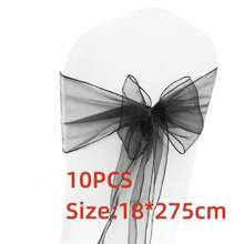 10pcs Chair Back Decorative Band, Organza Bow-Knot Chair Back Flowers Table Decoration, Wedding Supplies Chair Sash, 18CM Wide, 275CM Long, Need To Tie Into Bow-Knot Shape By DIY, Ideal For Glass Yarn Chair Back Fabric Festival Party Decoration European Gauze Tent Outdoor Perimeter Tent Wedding Supplies Graduation Party Graduation Ceremony Supplies Background Modeling Opening Ceremony Interactive Party Atmosphere Supplies Packaging Gift Decoration Ribbon
