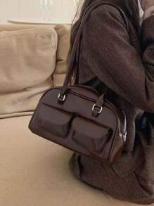 女士时尚手提包大容量多口袋通勤包适合春夏季，适合音乐节、派对、礼物（不含配饰）