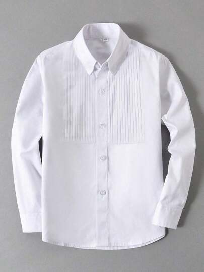 Boys Shirts Long Sleeve Shirts For Boy Dress Shirt Uniforms Teens Kids Casual White Standard Versatile 6-16Y